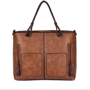 Large Women Retro Style Leather Shoulder Bag